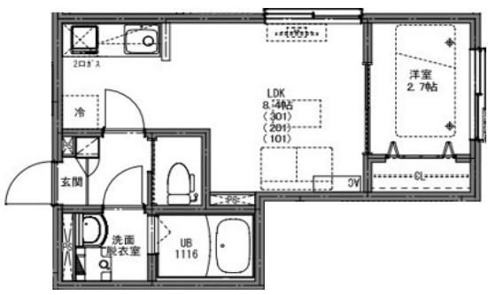 KEIAI RESIDENCE 西大宮II(1LDK/3階)の間取り写真