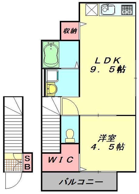 ブループラネット(1LDK/2階)の間取り写真