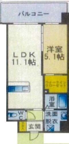 ディアコート門司(1LDK/4階)の間取り写真