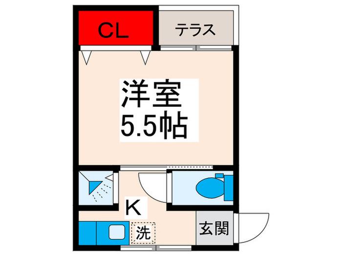 ひまわり荘(1K/1階)の間取り写真