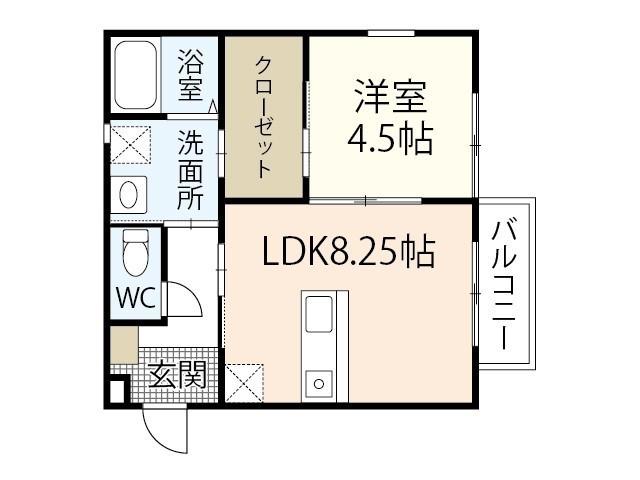LA PORTE江波本町(1LDK/1階)の間取り写真