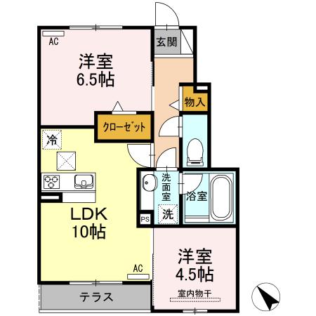 パーシモン(2LDK/1階)の間取り写真