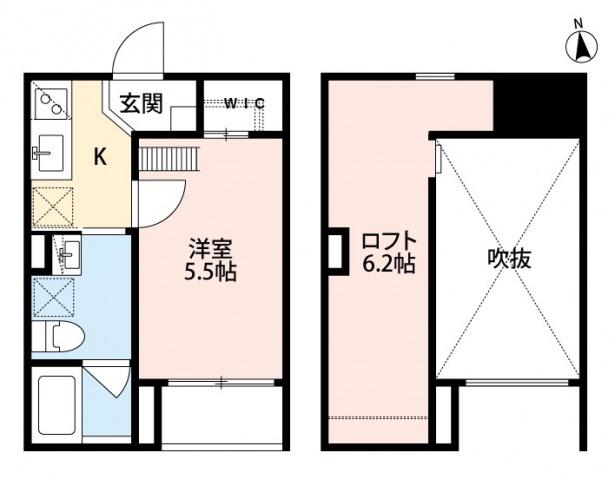 ティエーラ(1K/2階)の間取り写真