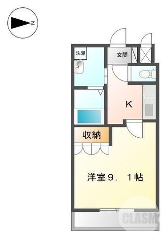 パームヒルズ(1K/1階)の間取り写真