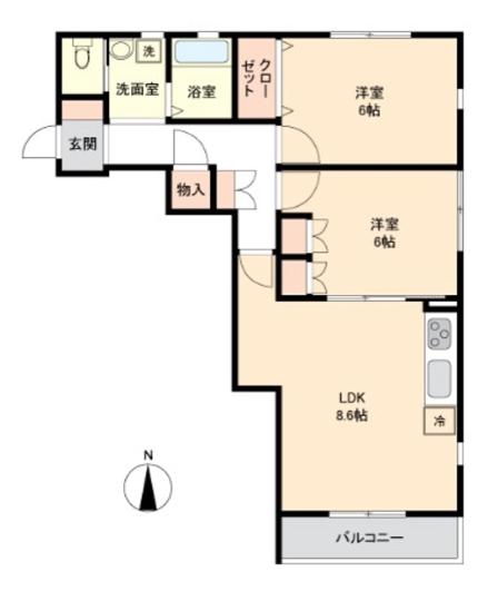 LAKI(2LDK/3階)の間取り写真