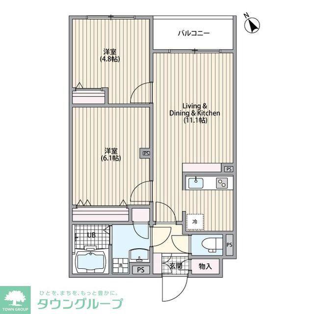 エルファーロ三軒茶屋VI(2LDK/3階)の間取り写真