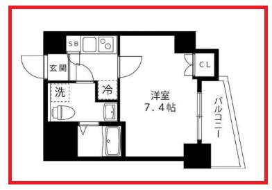 ヨークセブン(1K/4階)の間取り写真