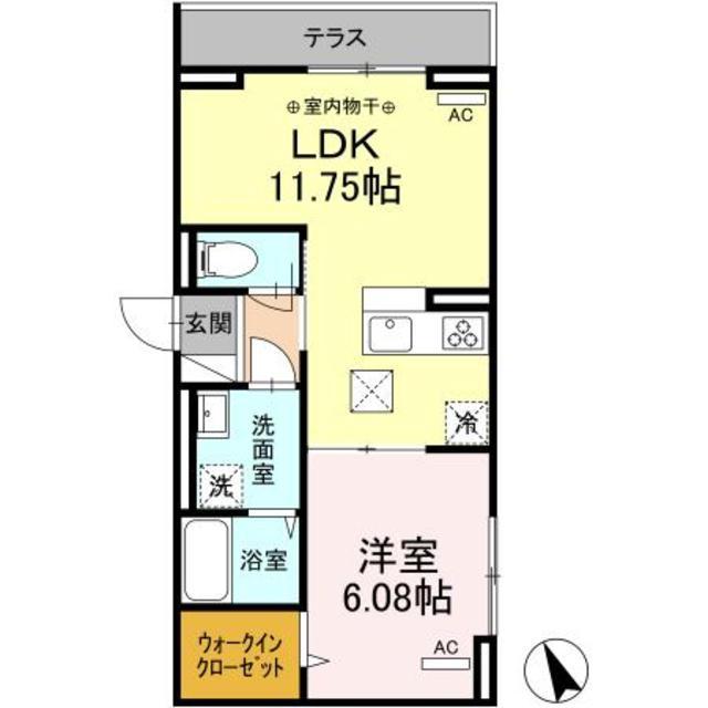 カーサ門源(1LDK/2階)の間取り写真