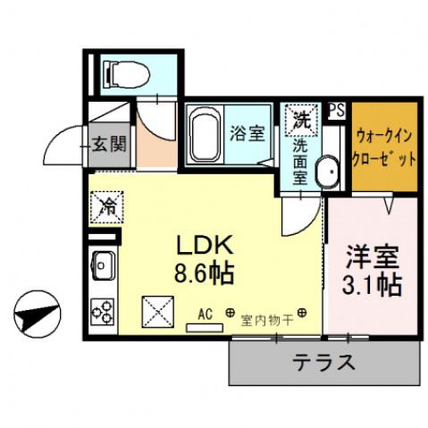 ソフィア(1LDK/1階)の間取り写真