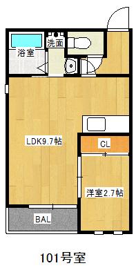 GRANDTIC ANDIAMO高宮(1LDK/1階)の間取り写真