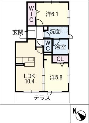 ウィステリア塩釜(2LDK/1階)の間取り写真