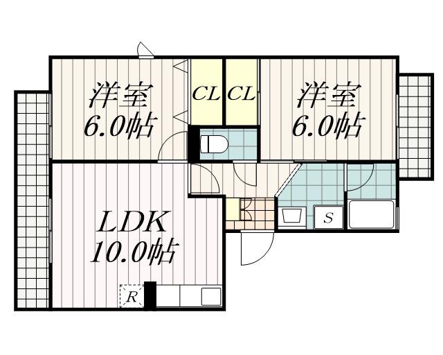 フレグラントアネックスⅡ(2LDK/2階)の間取り写真