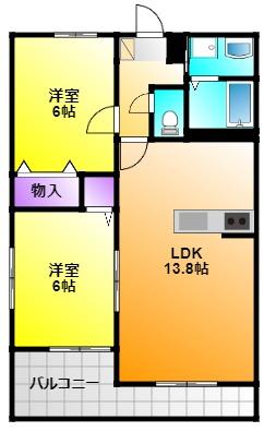 エスポワール内野台(2LDK/1階)の間取り写真