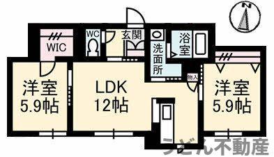 シャーメゾン元町(2LDK/1階)の間取り写真