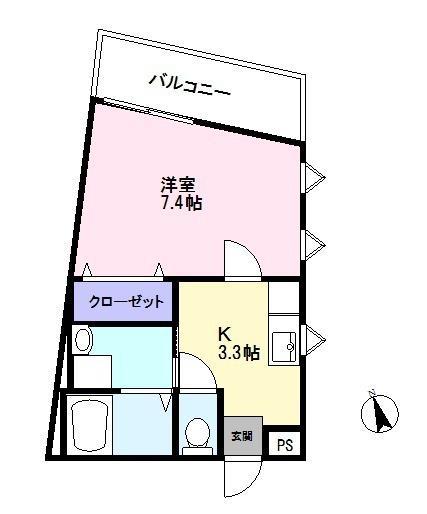 ザ・パークメゾンK(1K/3階)の間取り写真