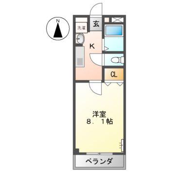 ビアンカあさひ(1K/2階)の間取り写真