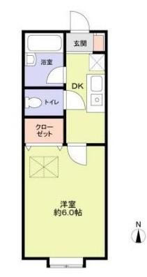 モンシャトー宮原O棟(1K/1階)の間取り写真
