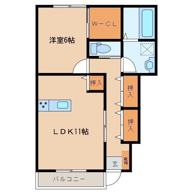 Gマルコ(1LDK/1階)の間取り写真