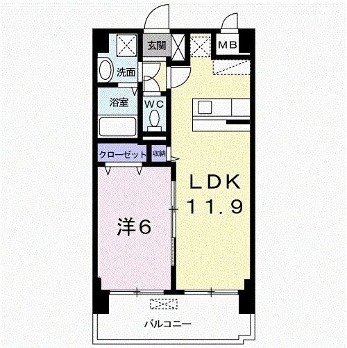 グローヴ・ガーデンE(1LDK/6階)の間取り写真