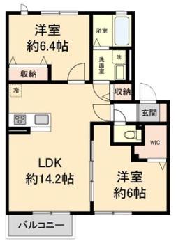 アルファA棟(2LDK/1階)の間取り写真