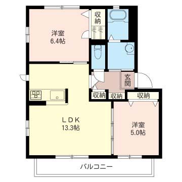  メゾンフォレストIII(2LDK/1階)の間取り写真