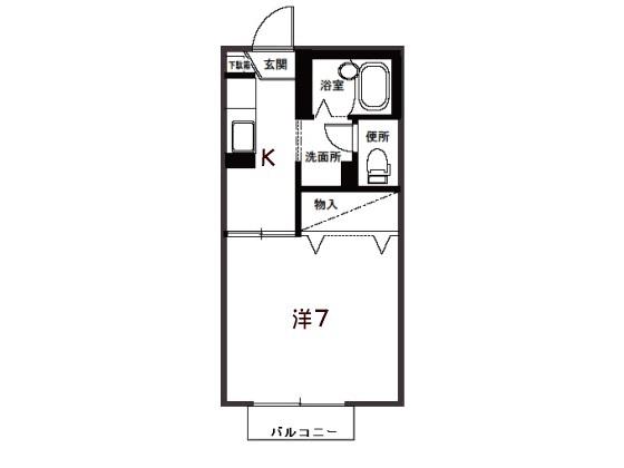 ディアスK(1K/1階)の間取り写真
