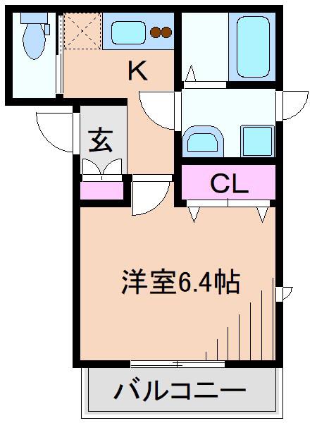 SUN HILLS(1K/2階)の間取り写真