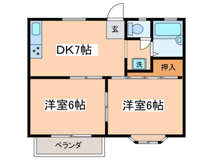コートビレッジA(2DK/2階)の間取り写真