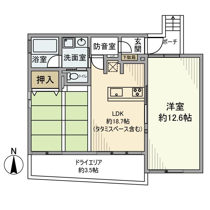 目白下落合ハウス(1LDK/1階)の間取り写真