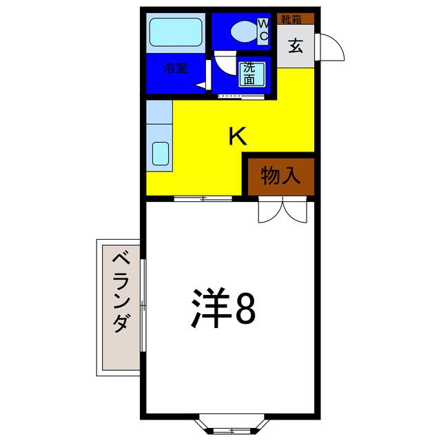メゾンソレイ(1K/1階)の間取り写真