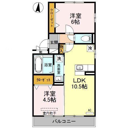 モントレゾール(2LDK/2階)の間取り写真