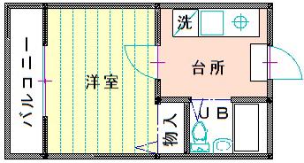 ハイツルネ(1K/3階)の間取り写真