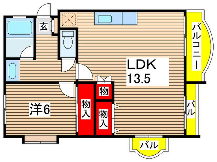 新千葉リオグランデ(1LDK/1階)の間取り写真