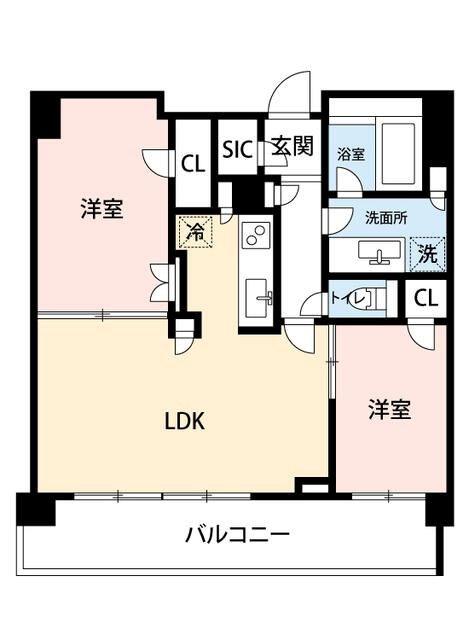 レジディア赤坂(2LDK/3階)の間取り写真