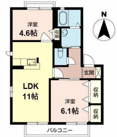 ガーデンパークC棟(2LDK/2階)の間取り写真