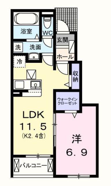 ラベンダーベイ(1LDK/1階)の間取り写真