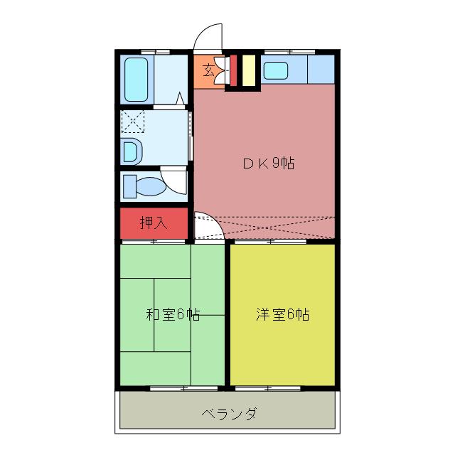グリーンハイツ(2DK/2階)の間取り写真
