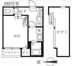 ハーモニーテラス上石川町II(1K/2階)の間取り写真