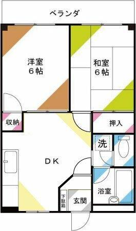 パインランドシティ(2DK/2階)の間取り写真