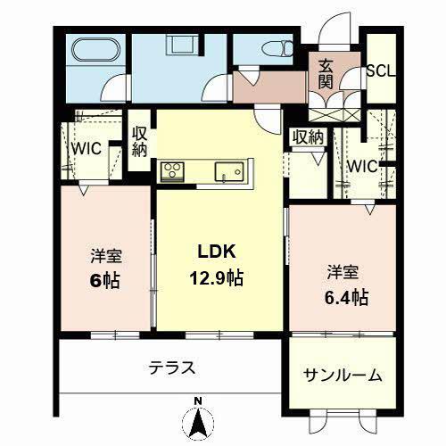 CROIRE柊(2LDK/1階)の間取り写真