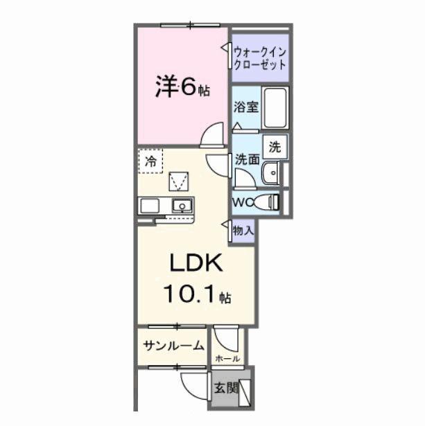 ヒカルサ岐阜琴塚サウス(1LDK/1階)の間取り写真