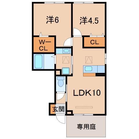 D-ROOM YAMATO(2LDK/1階)の間取り写真
