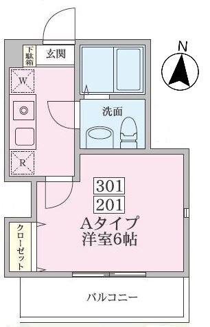 グリーンバレー宮崎台(1K/3階)の間取り写真
