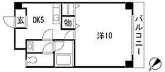 セレブ洋(1DK/4階)の間取り写真