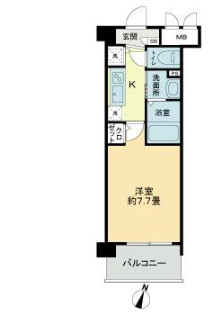 フェリース横濱(1K/3階)の間取り写真
