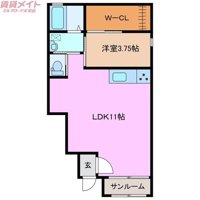 LE SOUVENIR CHERIE(1LDK/1階)の間取り写真