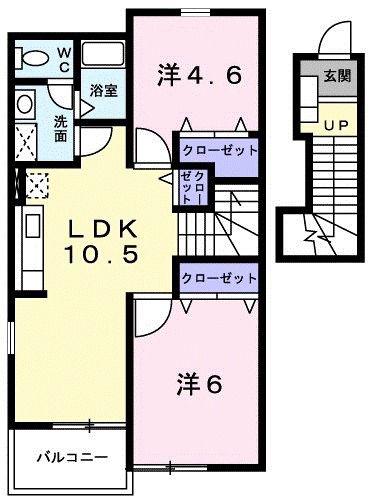 ストロベリー・フィールド(2LDK/2階)の間取り写真