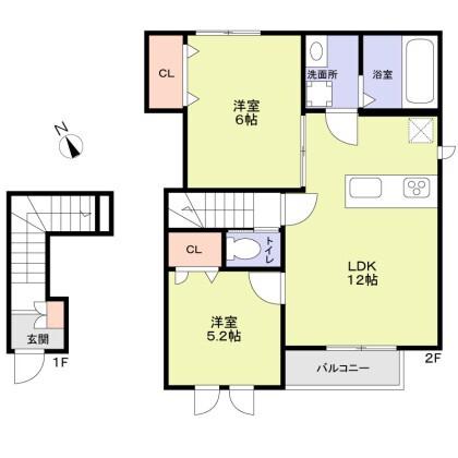 グランプレイス越谷(2LDK/2階)の間取り写真