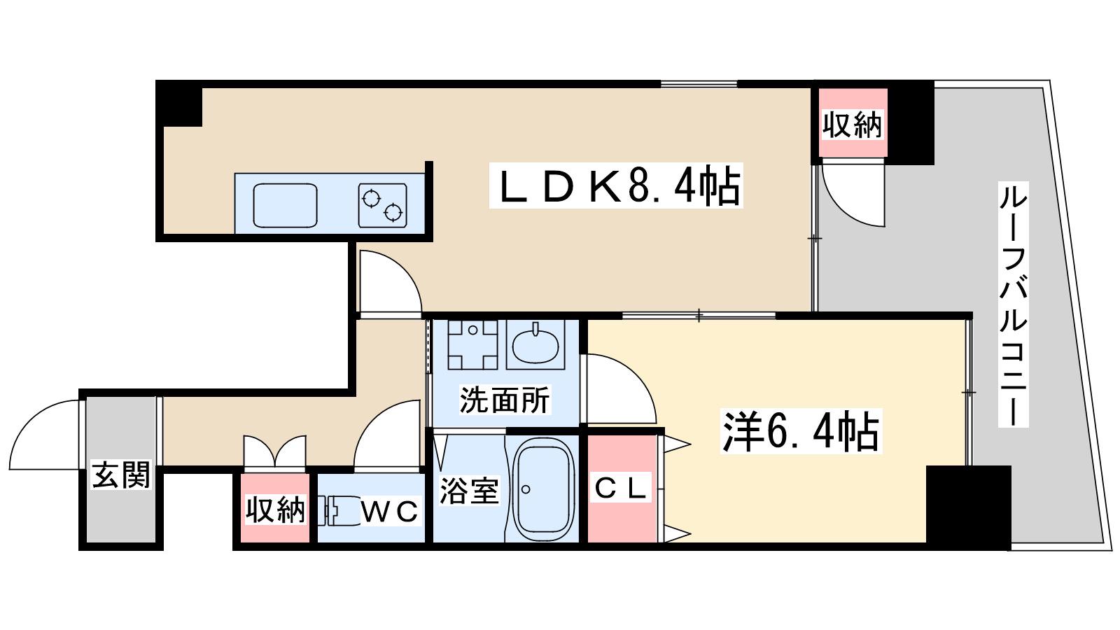 エスグランデ南森町(1LDK/7階)の間取り写真