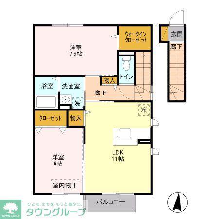 プランドールA(2LDK/2階)の間取り写真